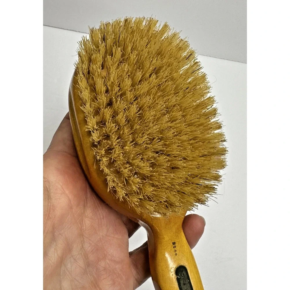 Vintage Royal Sweden Brush Leather Case Wood Handle